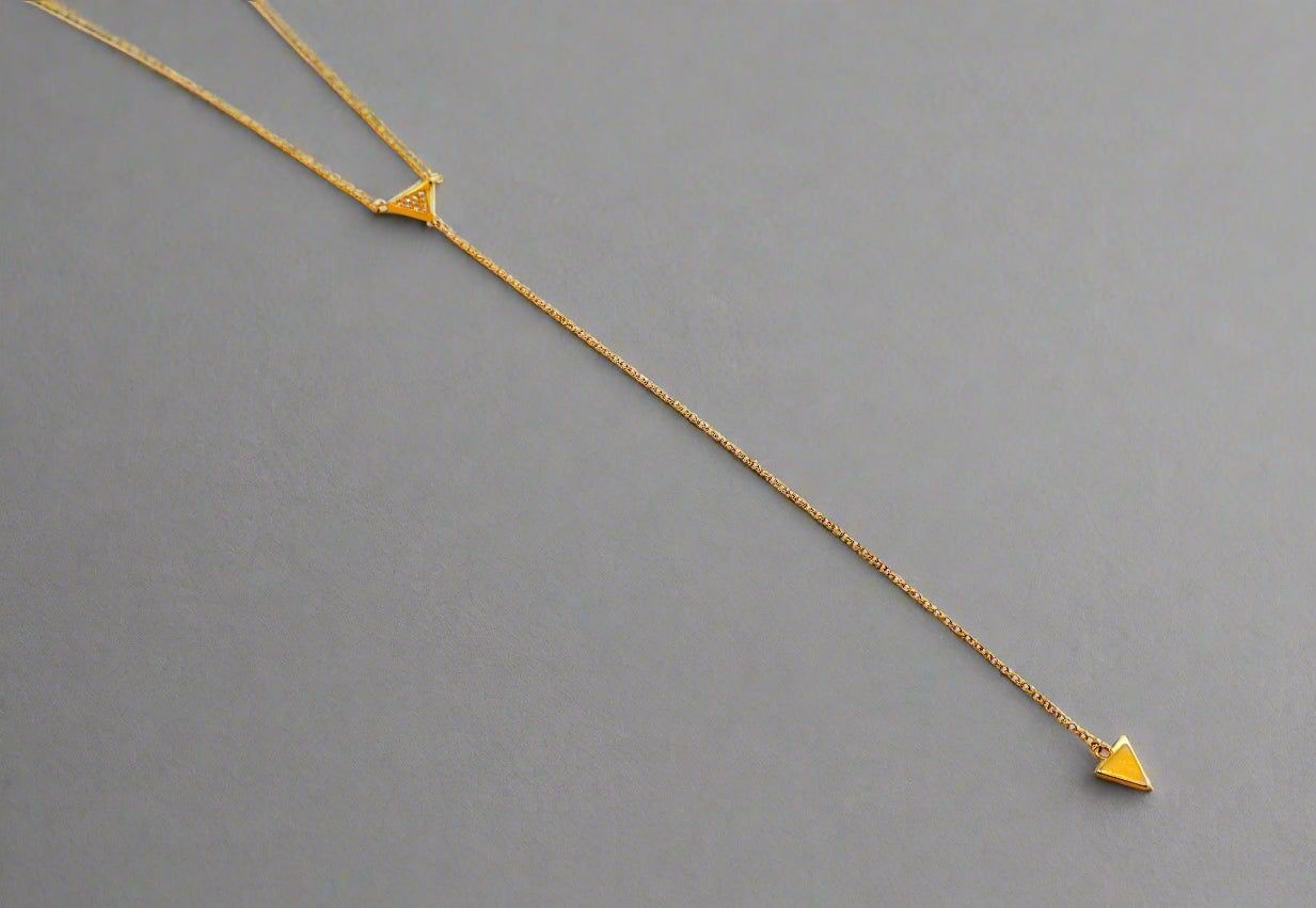 Gilded Triangle Delight Necklace-0