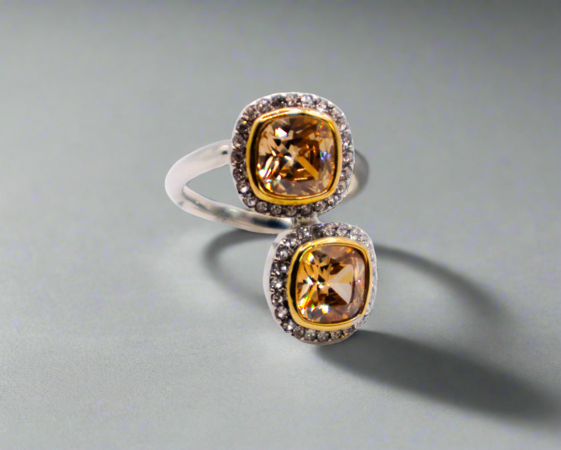 Radiant Gemstone Duo Ring-0